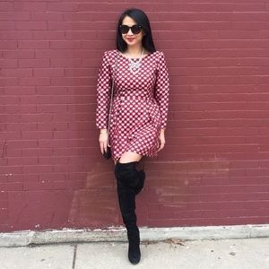 Blue or Red Heart Jacquard Dress